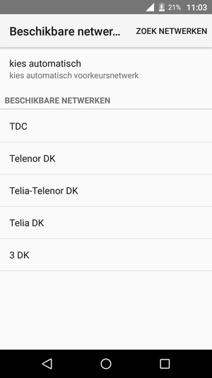 Selecteer een netwerkoperator uit de lijst