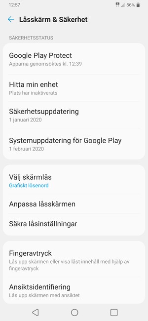 Din telefon är nu säkrad med ett skärmlås