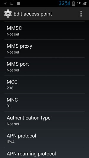 Scroll down and enter MMS information