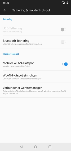 Ihr Handy ist jetzt für die Verwendung als Modem eingerichtet