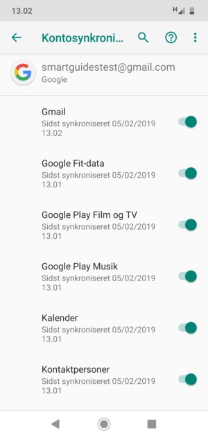 Kontroller at Kontaktpersoner er valgt