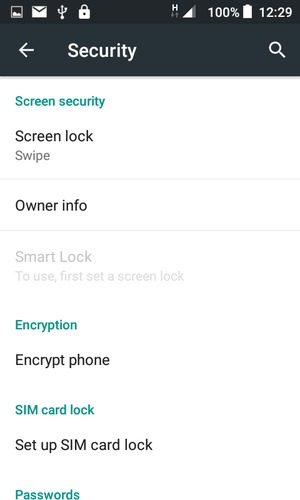Select Screen lock