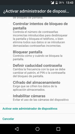 Desplácese y seleccione Activar este administrador de dispositivos
