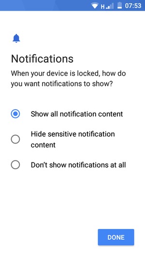 Select your preferred option and select DONE