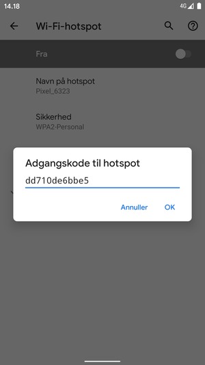 Indtast en Wi-Fi-hotspot adgangskode på minimum 8 tegn og vælg OK