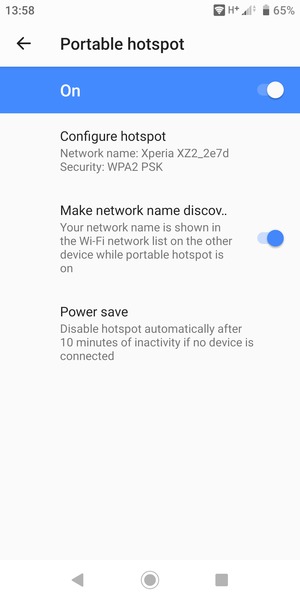 Your phone is now set up for use as a modem
