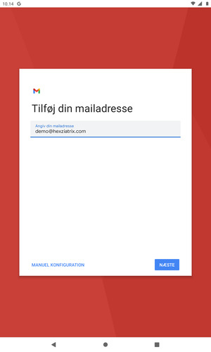 Indtast din e-mailadresse og vælg NÆSTE