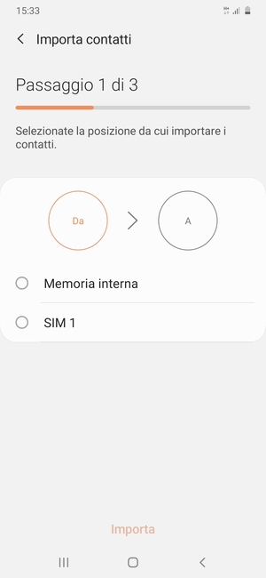 Seleziona SIM 1 o SIM 2