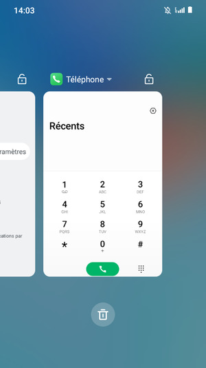 Sélectionnez l'icône Supprimer pour fermer toutes les applis en cours d'exécution