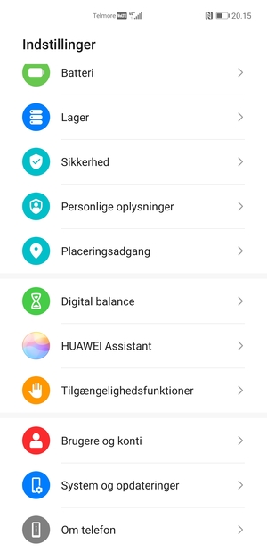 Scroll til og vælg System og opdateringer