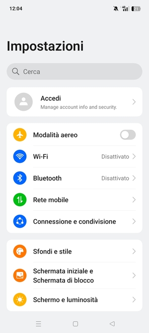 Seleziona Rete mobile