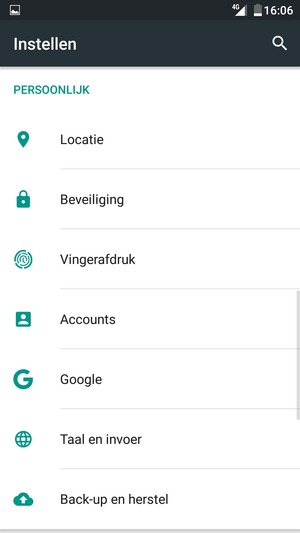 Scroll naar en selecteer Back-up en herstel