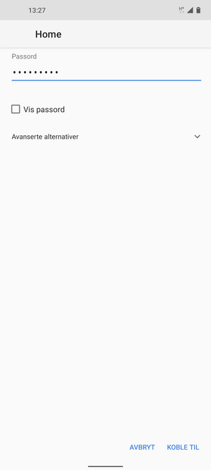 Skriv inn Wi-Fi-passord og velg KOBLE TIL