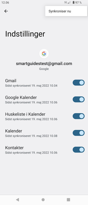 Vælg Synkroniser nu
