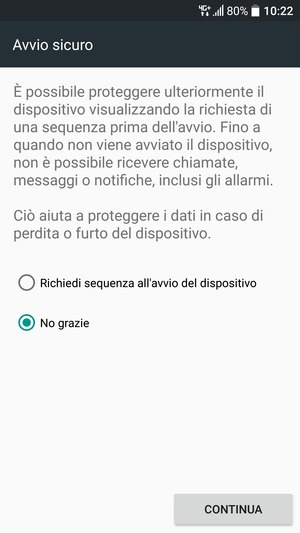Seleziona CONTINUA