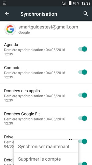 Sélectionnez Synchroniser maintenant