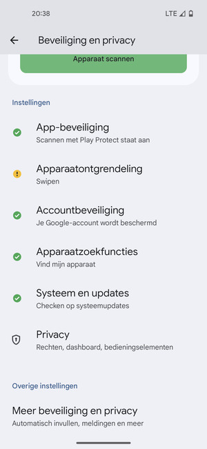 Scroll naar en selecteer Meer beveiliging en privacy