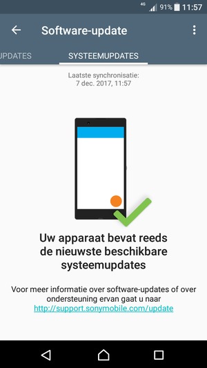 Als uw telefoon up-to-date is, zult u het volgende scherm zien