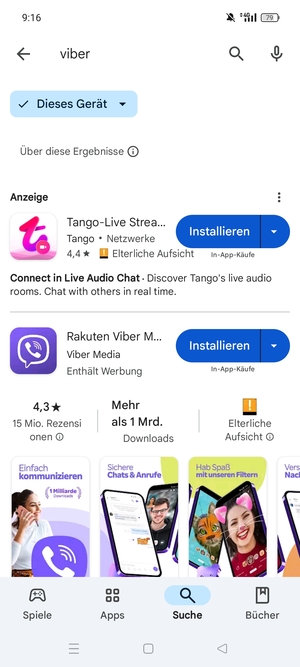 Wählen Sie die App