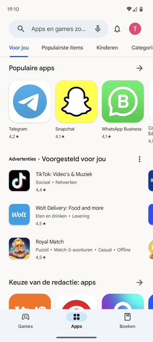 Selecteer de zoekbalk