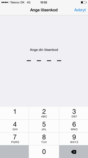 Ange din lösenkod för telefonlåset om detta redan är aktiverat på din telefon