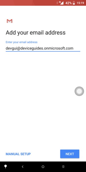 Enter your Email address and  select MANUAL SETUP