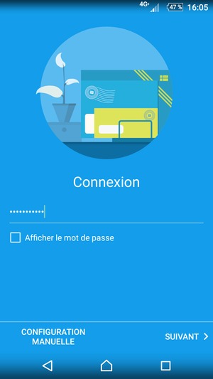 Saisissez votre mot de passe et sélectionnez CONFIGURATION MANUELLE