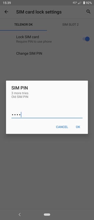 Enter your Old SIM PIN and select OK
