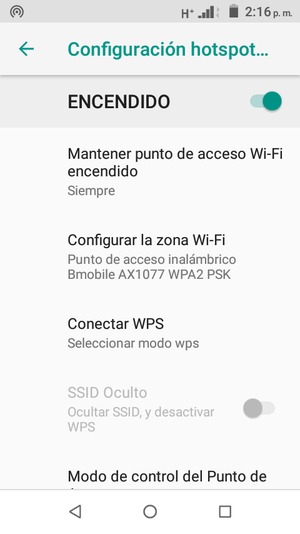 El teléfono ha sido configurado para su uso como módem