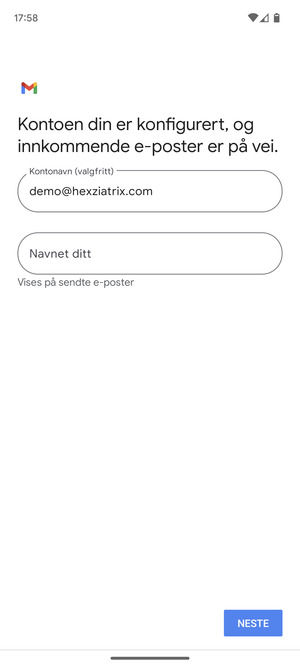 Gi kontoen din et navn, og skriv inn navnet ditt. Velg NESTE