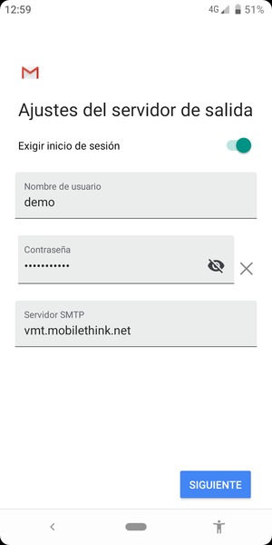 Introduzca la dirección de servidor saliente