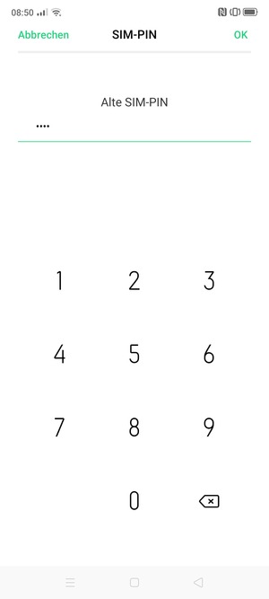 Geben Sie Alte SIM-PIN ein und wählen Sie OK