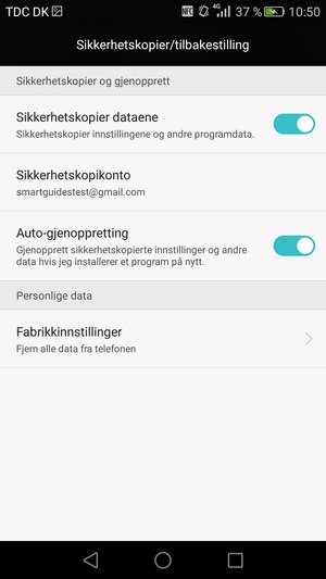 Velg Sikkerhetskopikonto