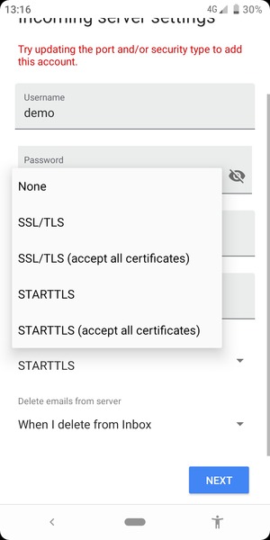 Select None and NEXT