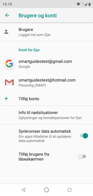 Vælg din Google konto