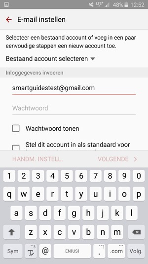Voer uw Gmail adres in en selecteer Volg.