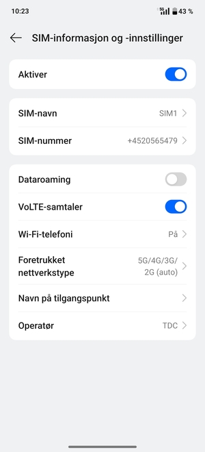 For å bytte nettverk hvis det oppstår nettverksproblemer, velg Operatør
