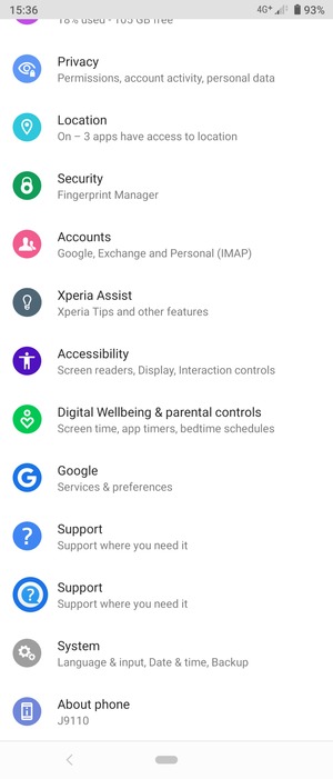 Scroll to and select System