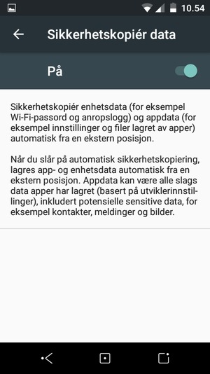 Velg tilbake-knappen