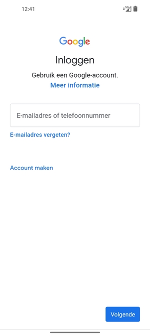 Voer uw Gmail adres in en selecteer Volgende