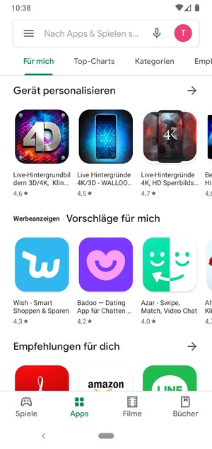Wählen Sie die Suchleiste
