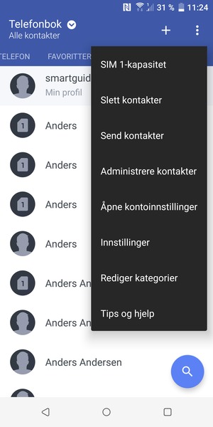 Velg Administrere kontakter