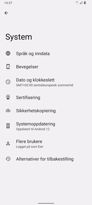Velg Systemoppdatering