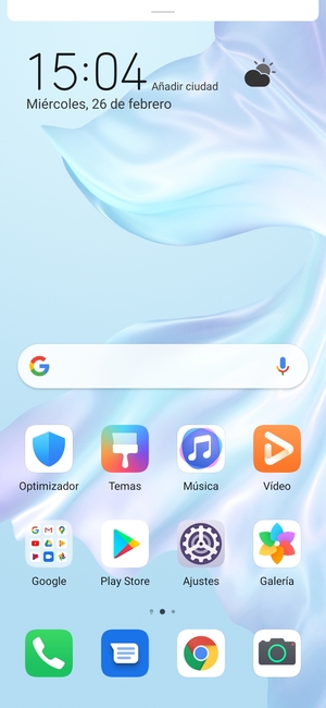 Deslice hacia abajo el menú superior