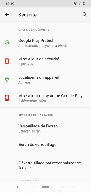 Sélectionnez Verrouillage de l'écran