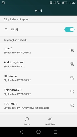 Tryck på det trådlösa nätverket som du vill ansluta till