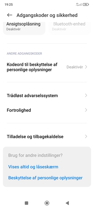 Scroll til og vælg Fortrolighed