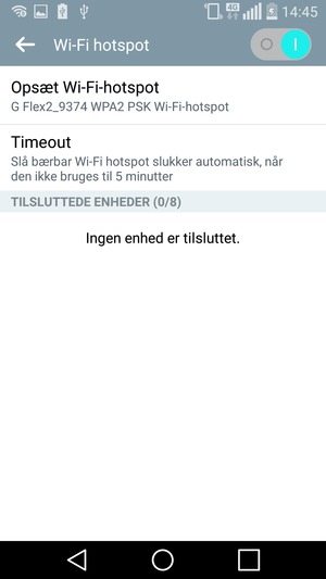 Din telefon er nu sat op til brug som modem