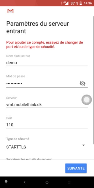 Sélectionnez Type de sécurité