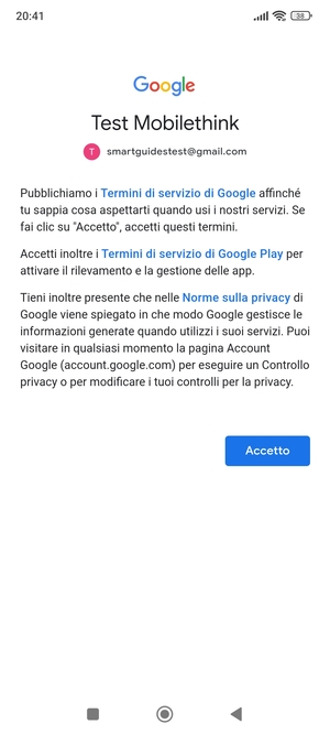 Seleziona Accetto